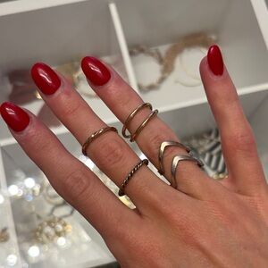 Elegant Gold and Silver Ring Set